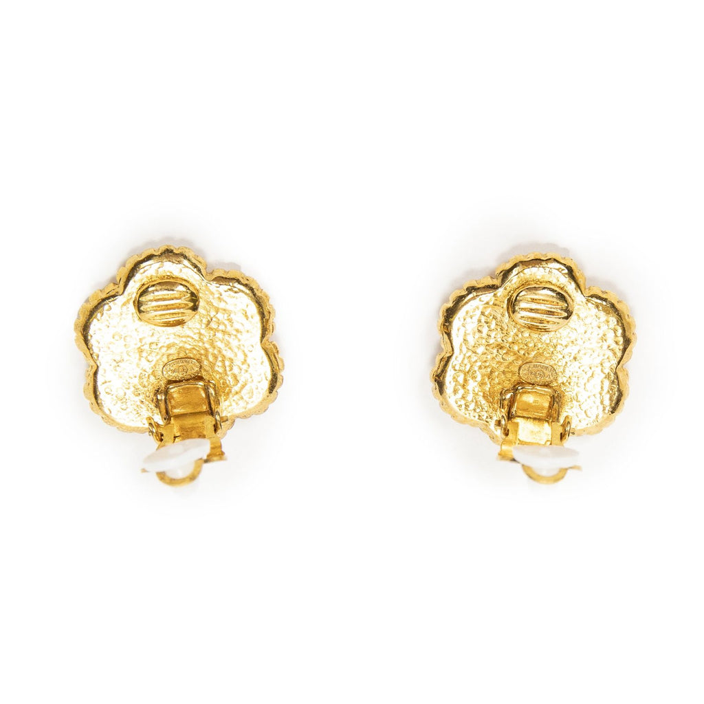 Chanel CC Logo Clip Type Earrings Gold Plated — view 3