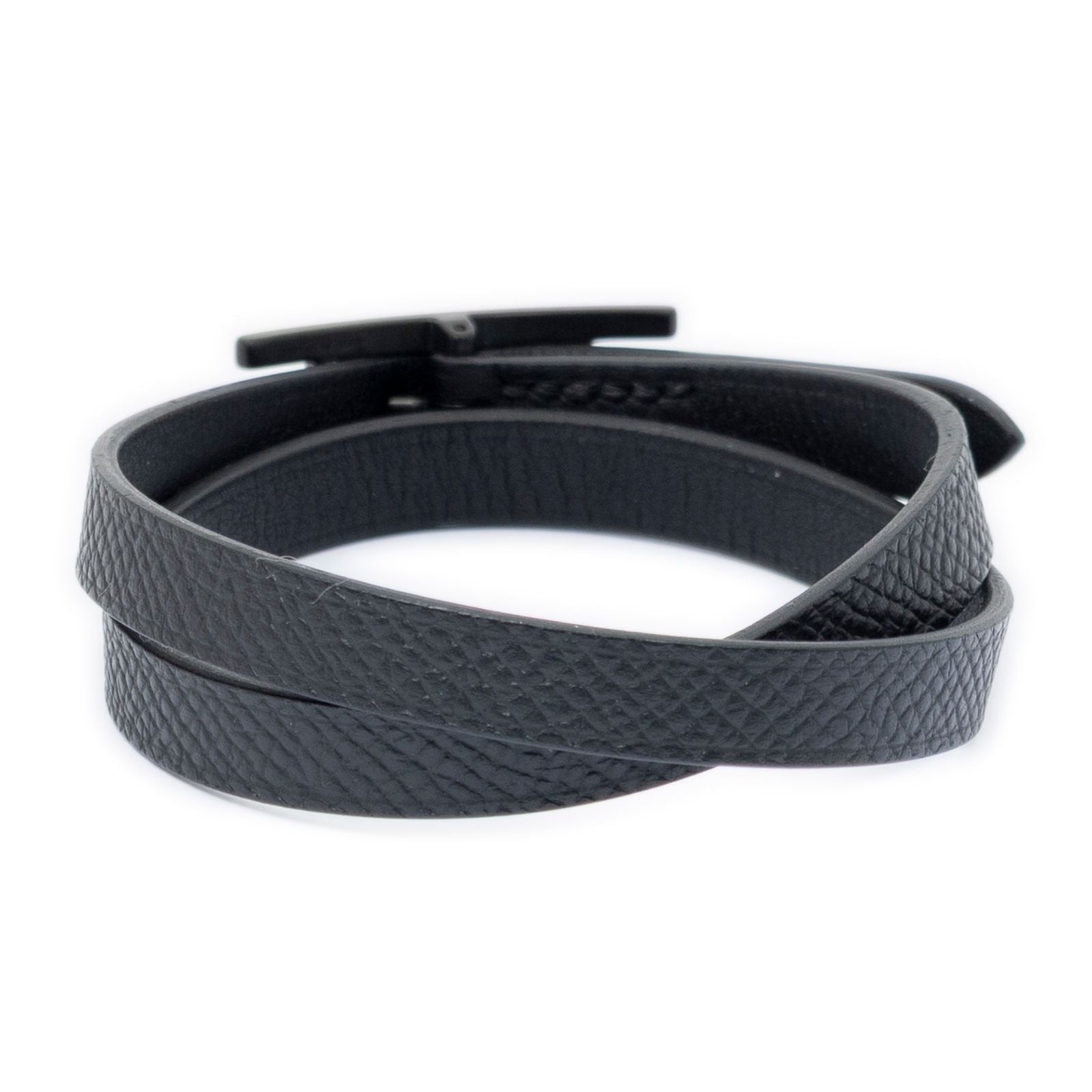 Hermes Behapi Double Tour Bracelet Black Leather — view 2