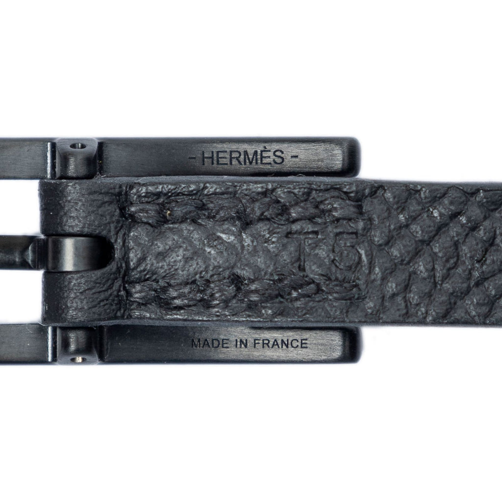 Hermes Behapi Double Tour Bracelet Black Leather — view 3