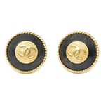 Chanel CC Logo Round Clip Type Earrings Gold Plated