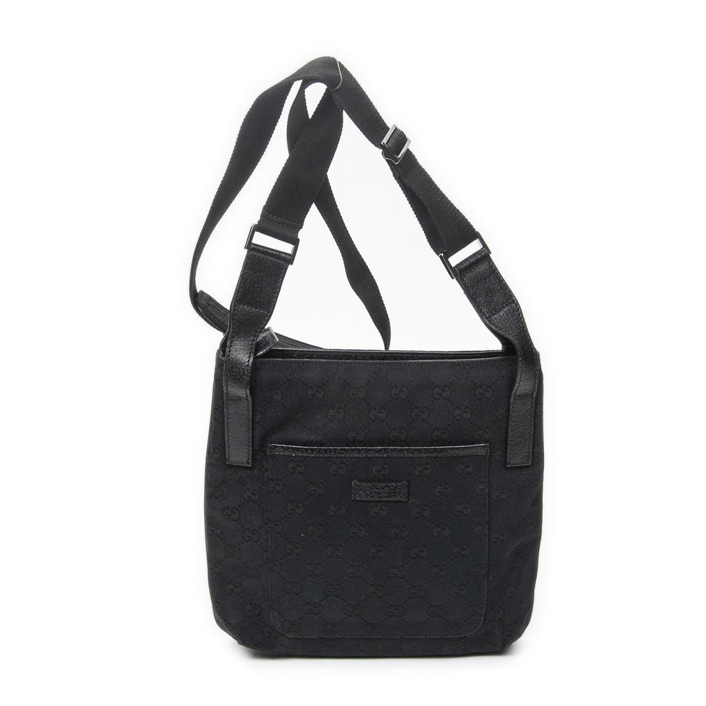 Gucci Front Slip Pocket Crossbody Black GG Canvas