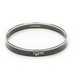 Hermes Enamel Bangle Black Silver Plating Bracelet — view 3