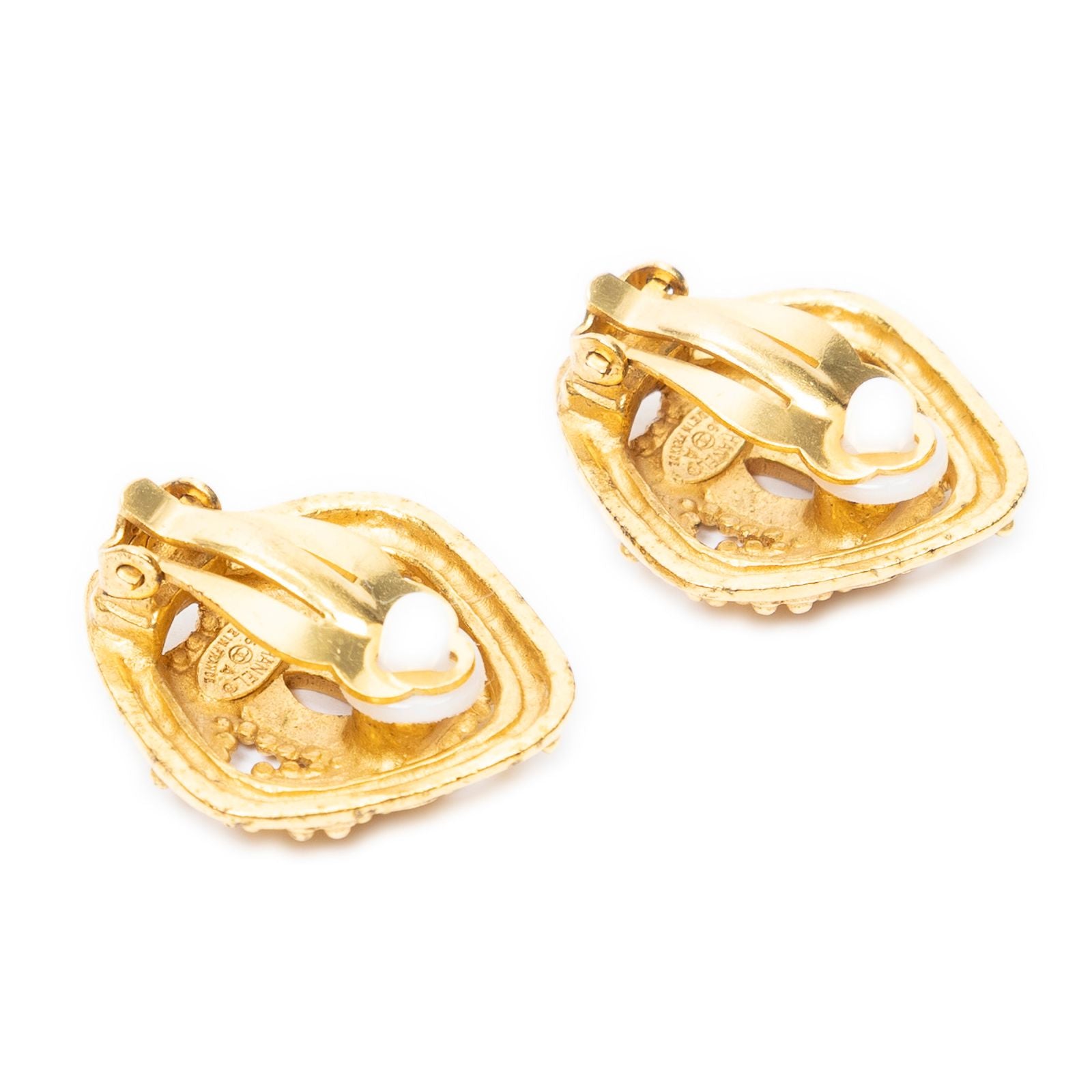 Chanel CC Diamond Clip on Earrings Gold Plated — view 2