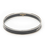 Hermes Enamel Bangle Black Silver Plating Bracelet — view 2