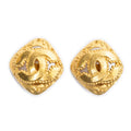 Chanel CC Diamond Clip on Earrings Gold Plated