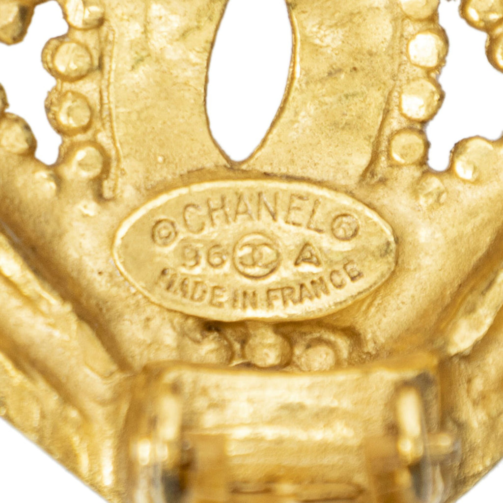 Chanel CC Diamond Clip on Earrings Gold Plated — view 3