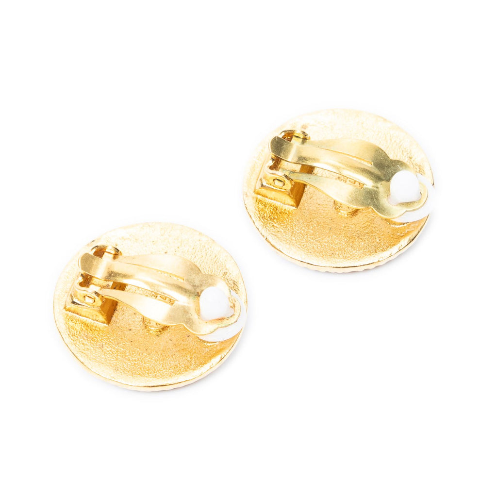 Chanel CC Logo Round Clip Type Earrings Gold Plated — view 2