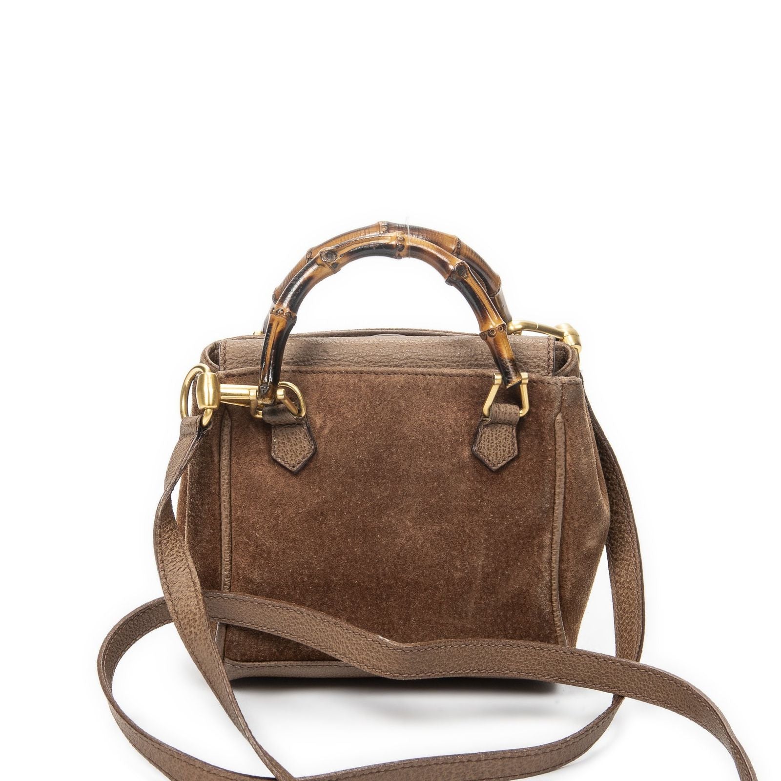 Gucci Vintage Mini Bamboo Top Handle Tote Brown Suede Leather — view 5