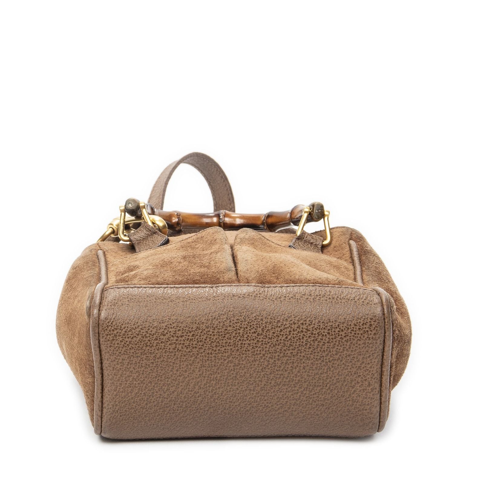 Gucci Vintage Mini Bamboo Top Handle Tote Brown Suede Leather — view 6