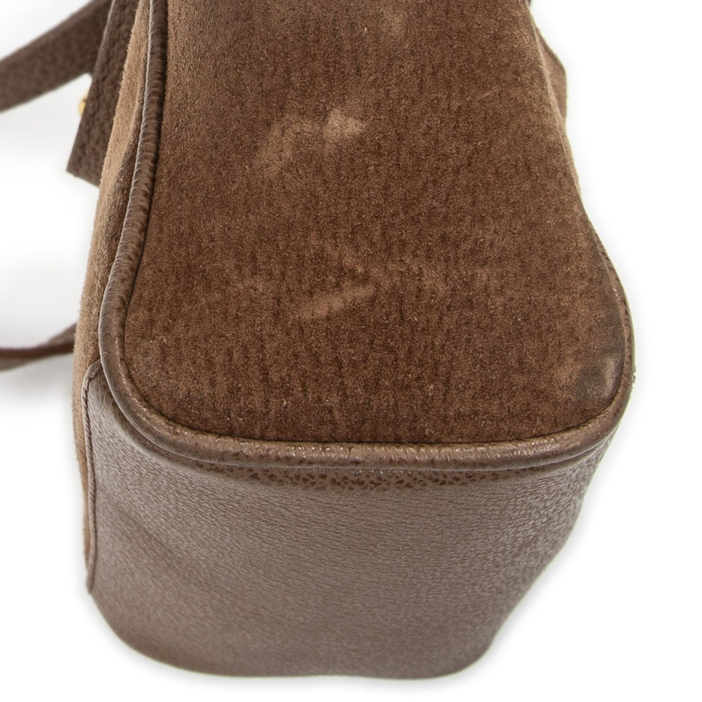 Gucci Vintage Mini Bamboo Top Handle Tote Brown Suede Leather — view 7