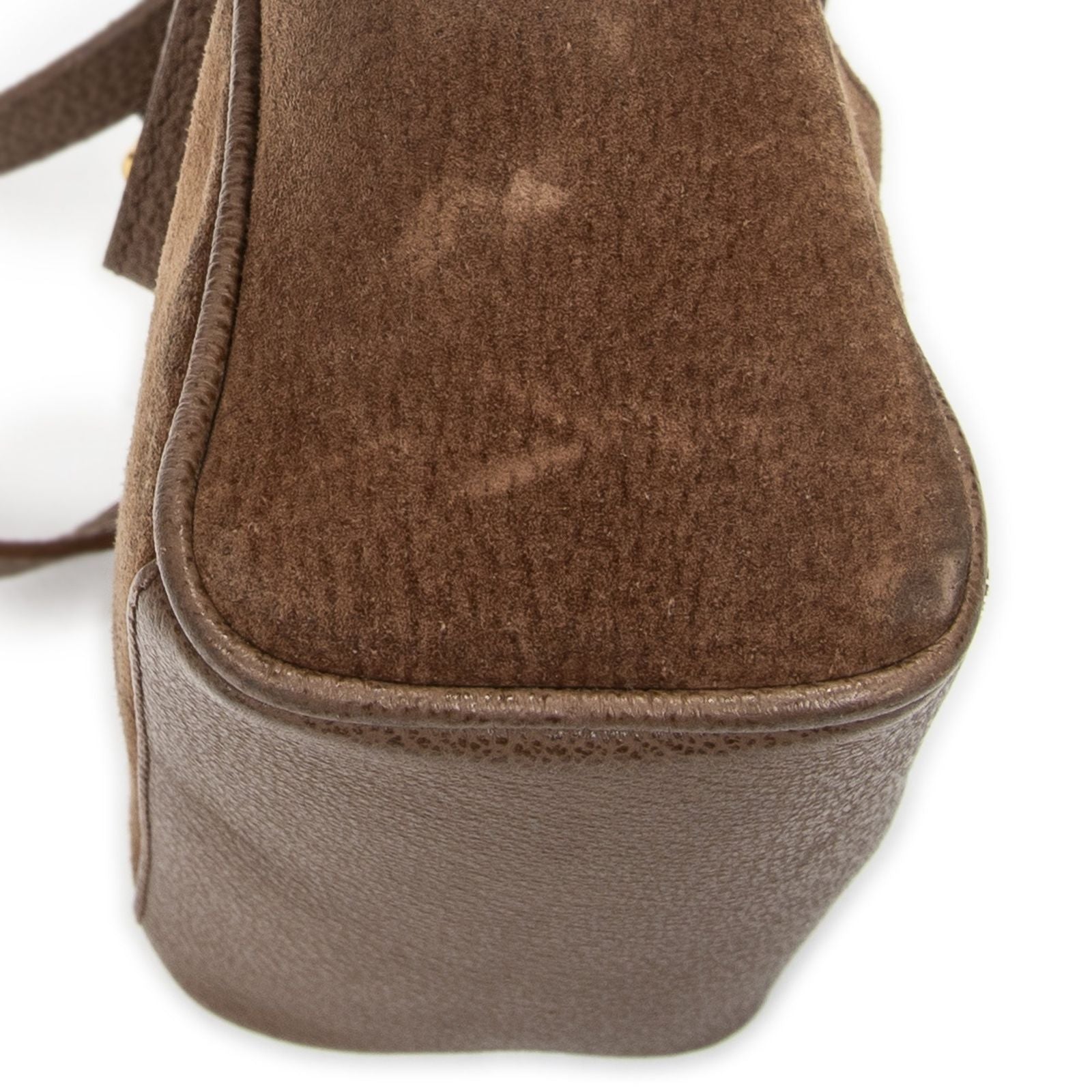 Gucci Vintage Mini Bamboo Top Handle Tote Brown Suede Leather — view 7