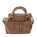 Gucci Vintage Mini Bamboo Top Handle Tote Brown Suede Leather