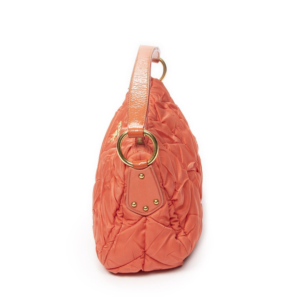 Prada Zip Orange Matelasse Nylon Canvas Shoulder — view 3