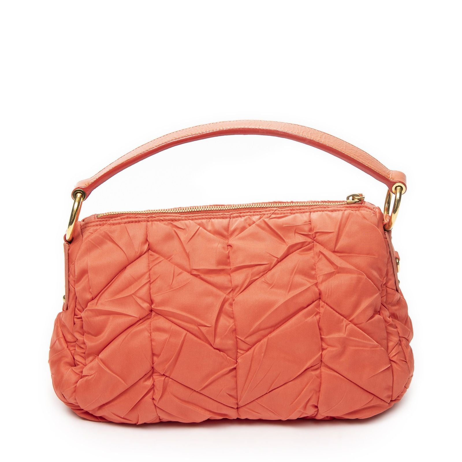 Prada Zip Orange Matelasse Nylon Canvas Shoulder — view 5