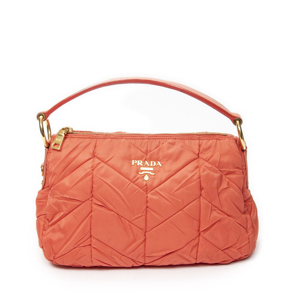 Prada Zip Orange Matelasse Nylon Canvas Shoulder