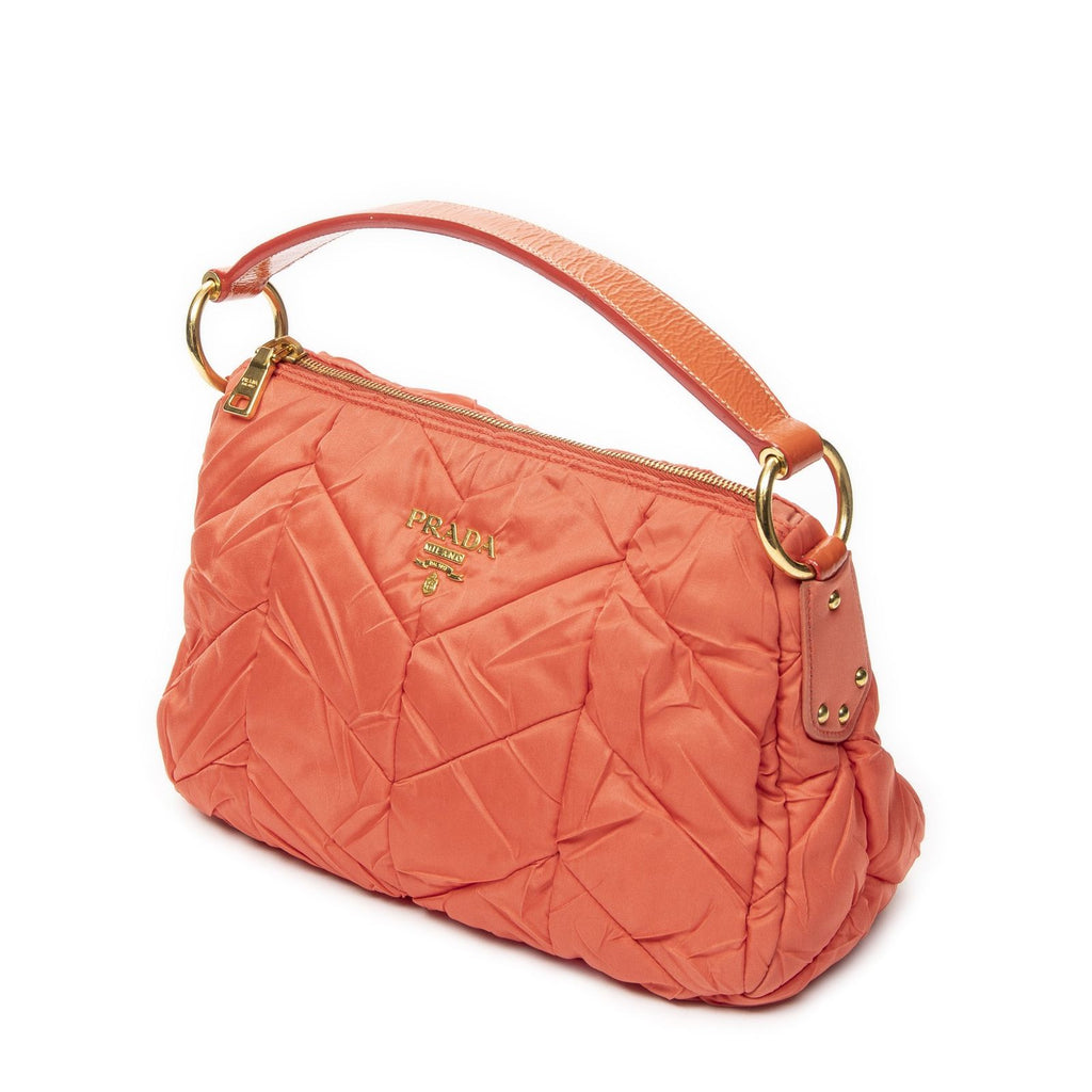 Prada Zip Orange Matelasse Nylon Canvas Shoulder — view 2
