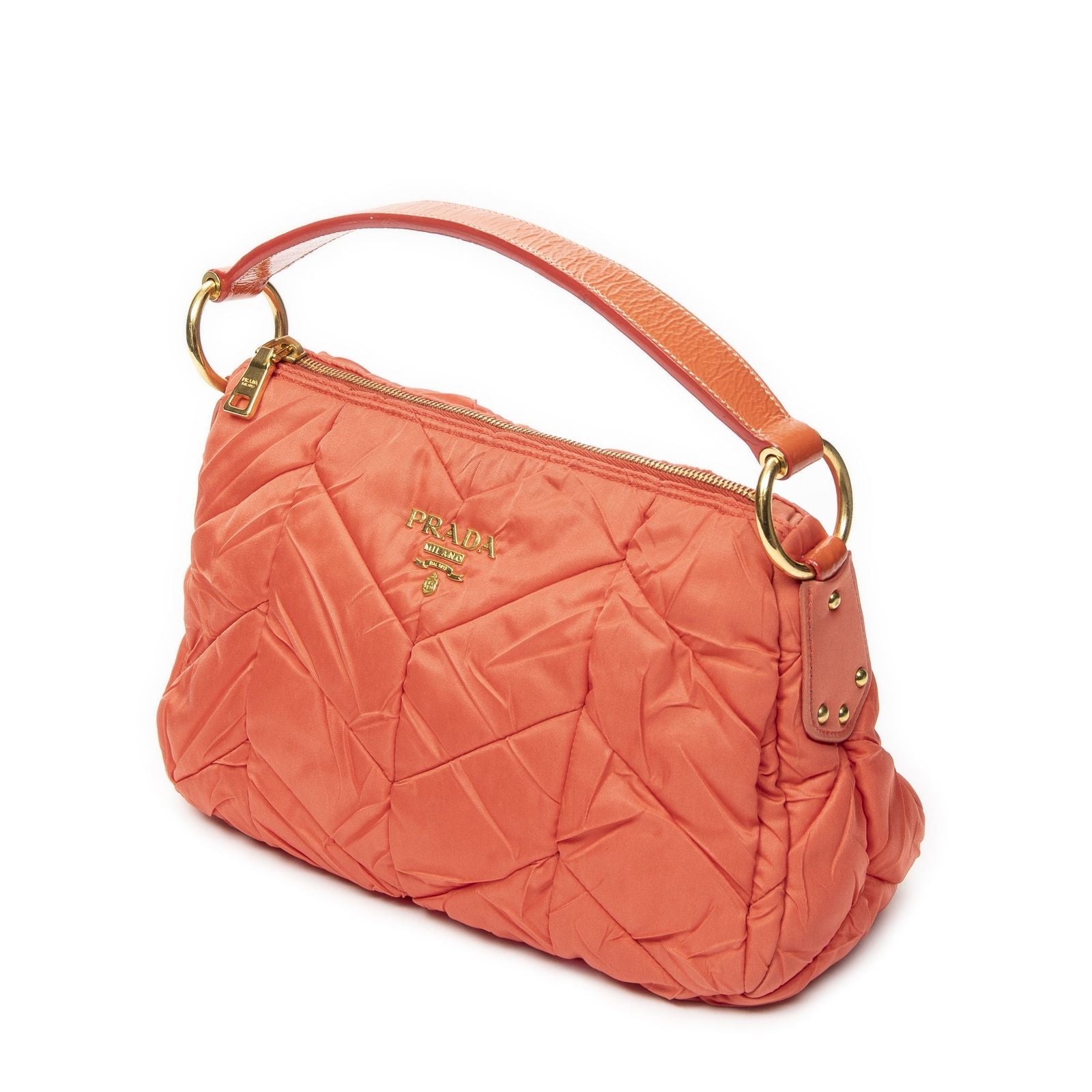 Prada Zip Orange Matelasse Nylon Canvas Shoulder — view 2