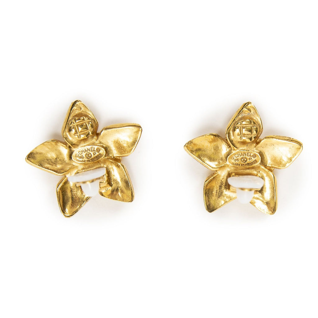 Chanel CC Logo Square Clip Type Earrings Gold Plated — view 3