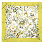 Hermes Scarf Green White Brown 100% Twillsilk — view 2