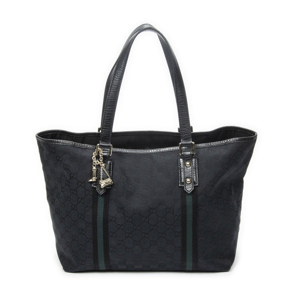 Gucci Medium Web Jolicoeur Tote Black GG Canvas