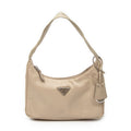 Prada Mini Zip Beige Nylon Canvas Handbag