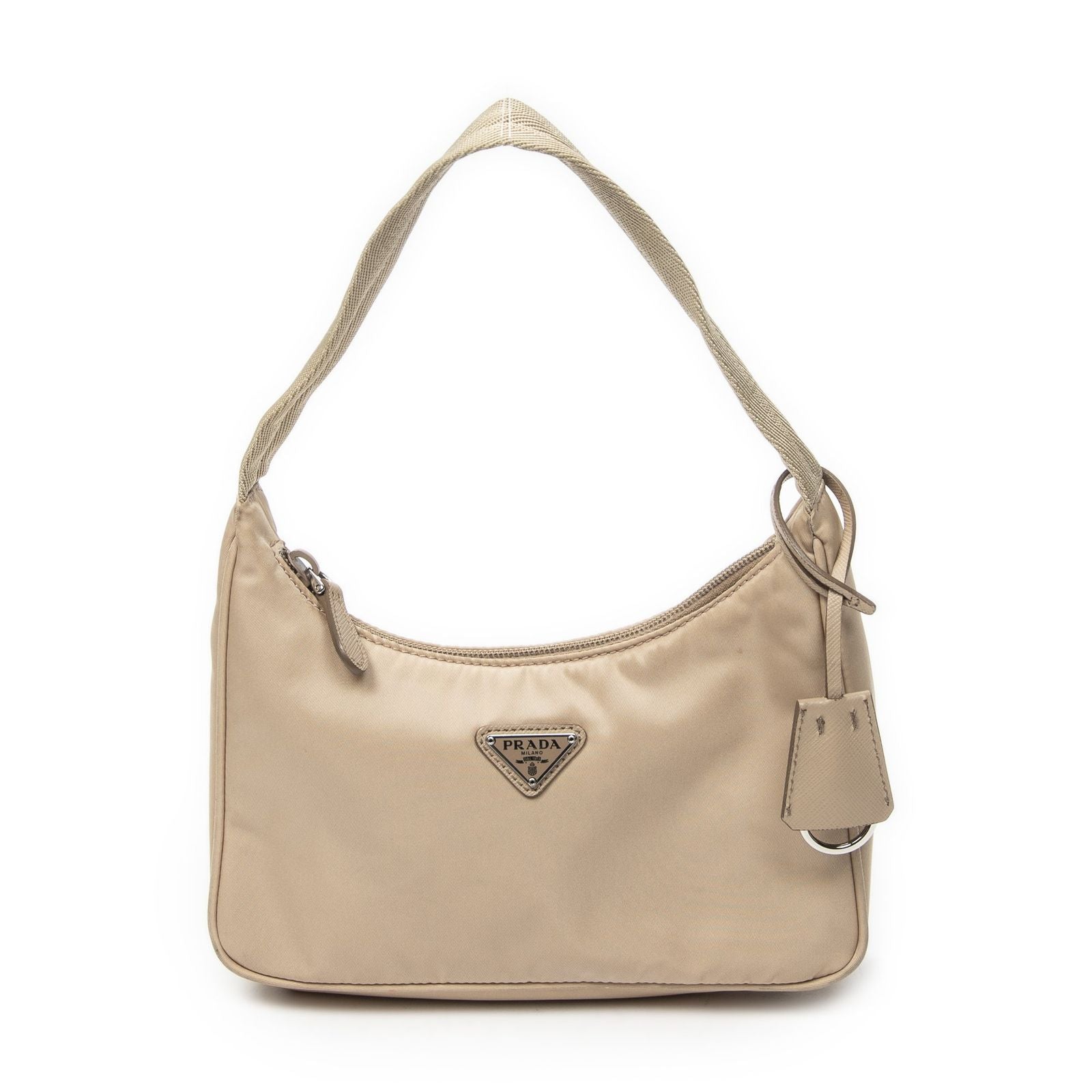 Prada Mini Zip Beige Nylon Canvas Handbag