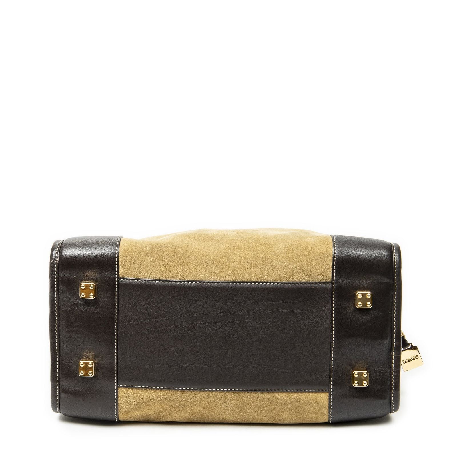 Loewe Vintage Beige Brown Suede Leather Handbag — view 6