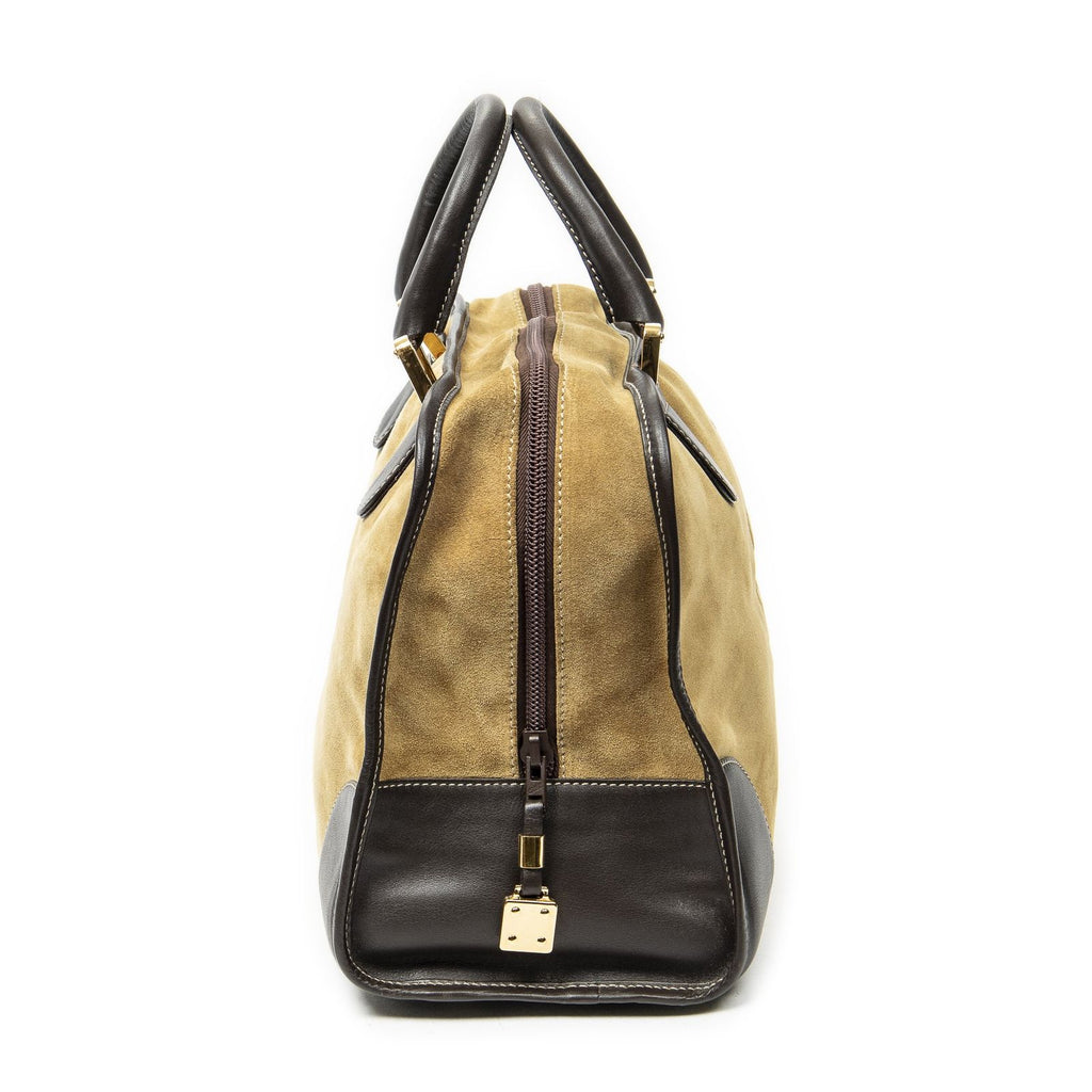 Loewe Vintage Beige Brown Suede Leather Handbag — view 4