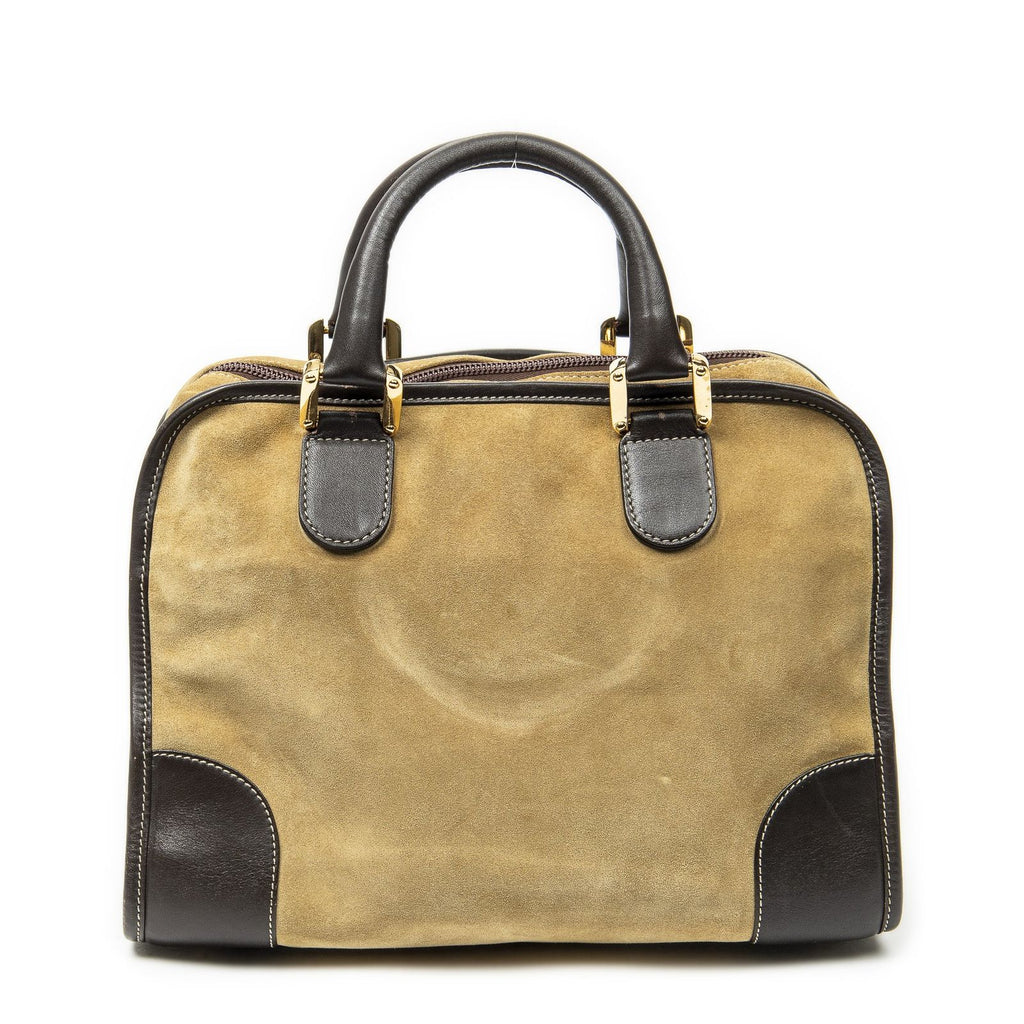 Loewe Vintage Beige Brown Suede Leather Handbag — view 5