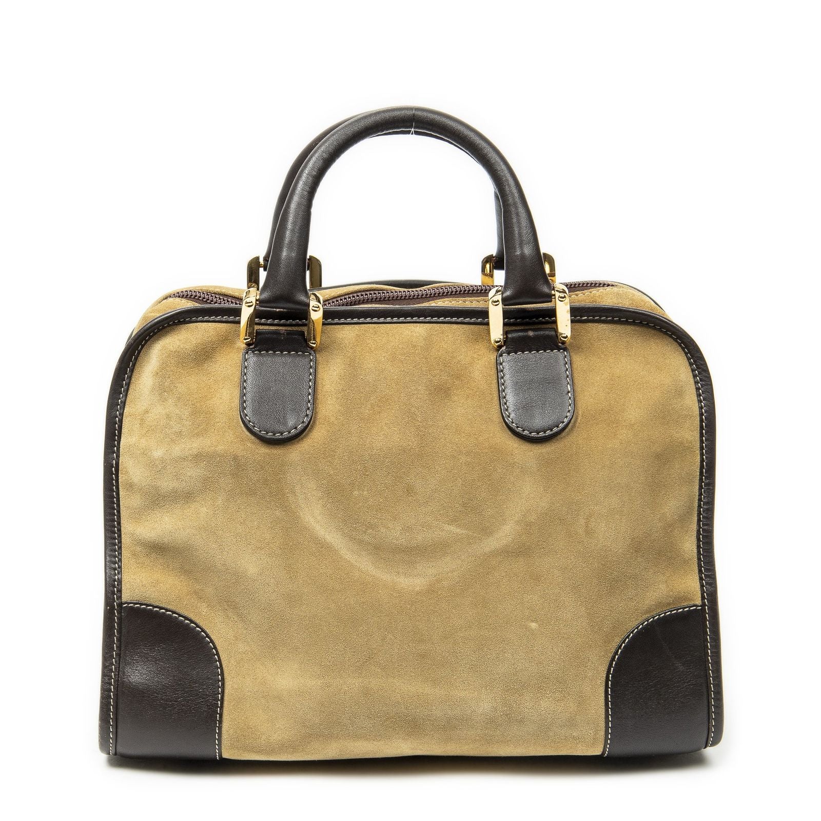 Loewe Vintage Beige Brown Suede Leather Handbag — view 5