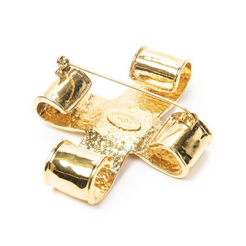 Chanel CC Cross Brooch Gold Plated — view 2