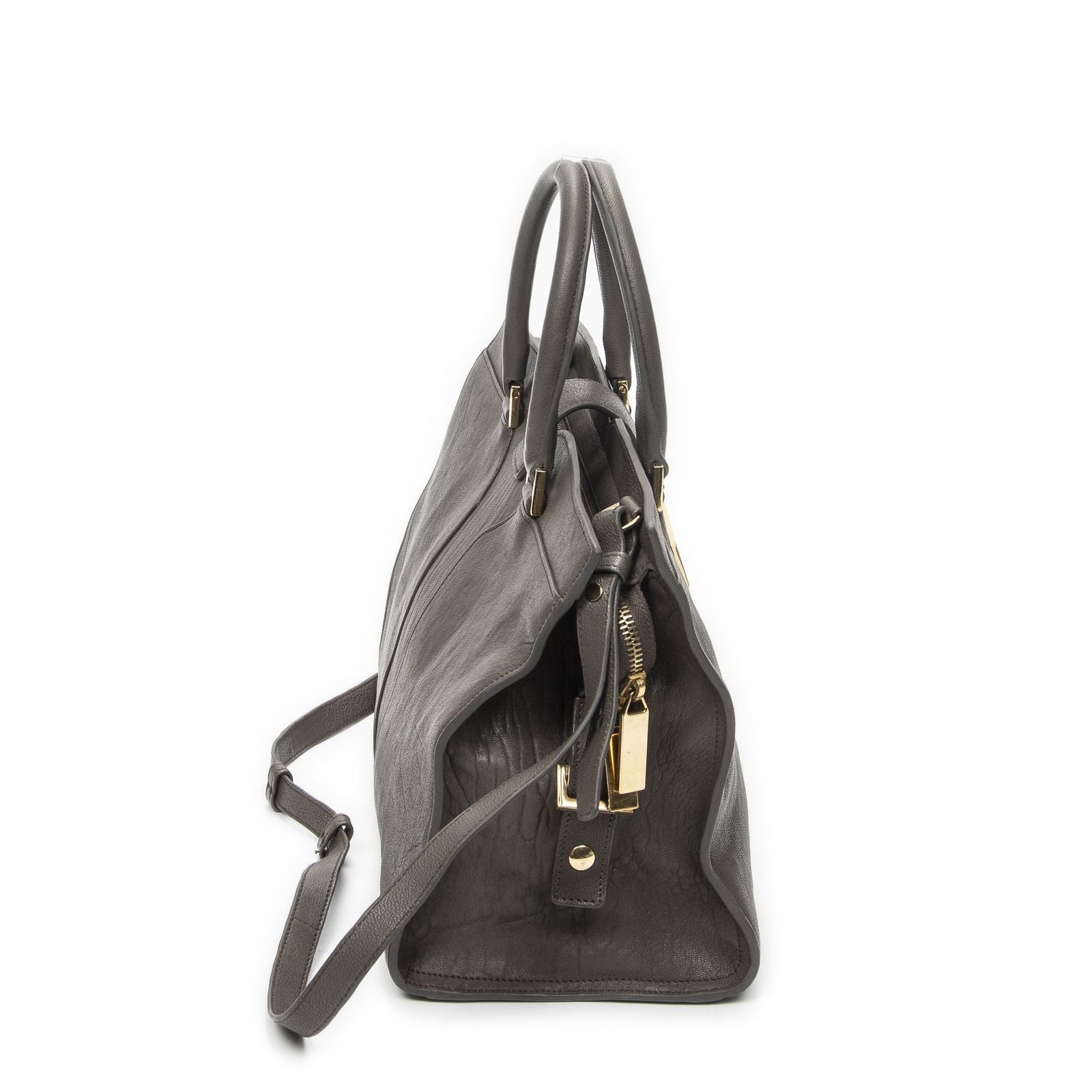 Saint Laurent Mini Cabas Chyc Gray Calfskin Leather Tote — view 4