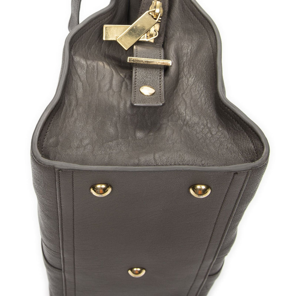 Saint Laurent Mini Cabas Chyc Gray Calfskin Leather Tote — view 7