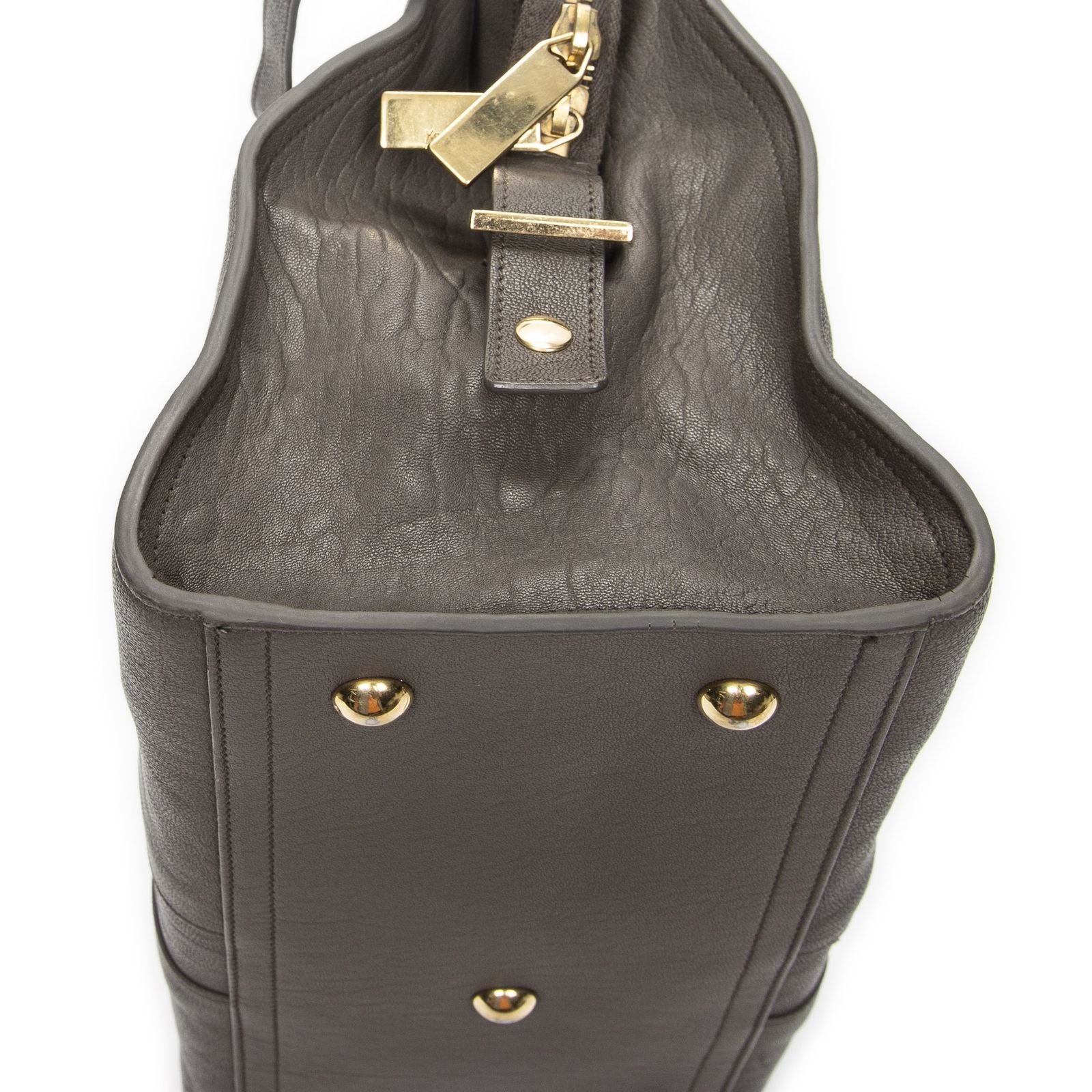 Saint Laurent Mini Cabas Chyc Gray Calfskin Leather Tote — view 7