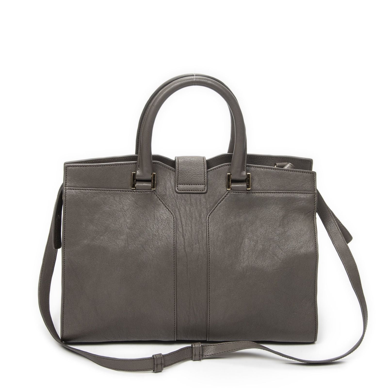 Saint Laurent Mini Cabas Chyc Gray Calfskin Leather Tote — view 5