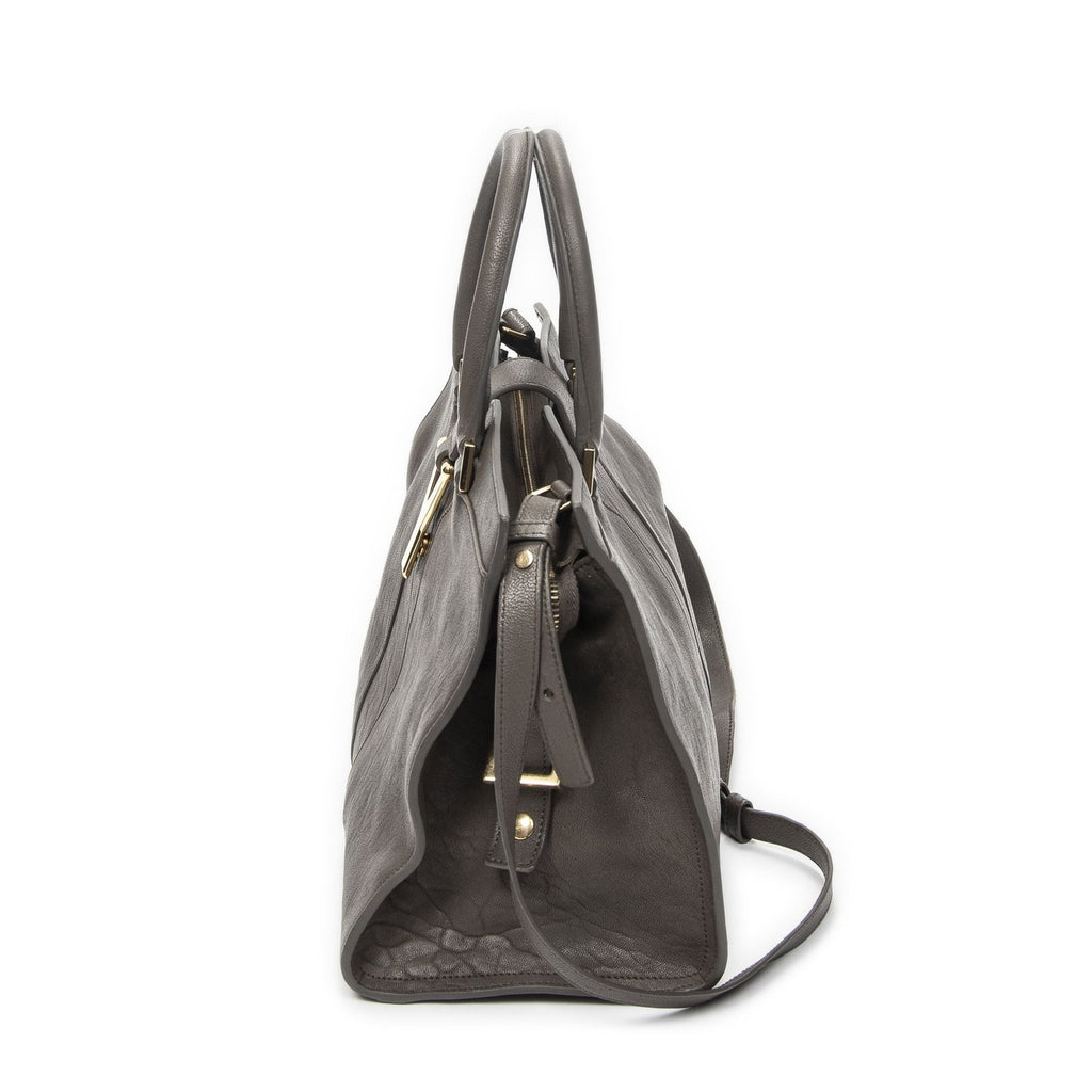 Saint Laurent Mini Cabas Chyc Gray Calfskin Leather Tote — view 3