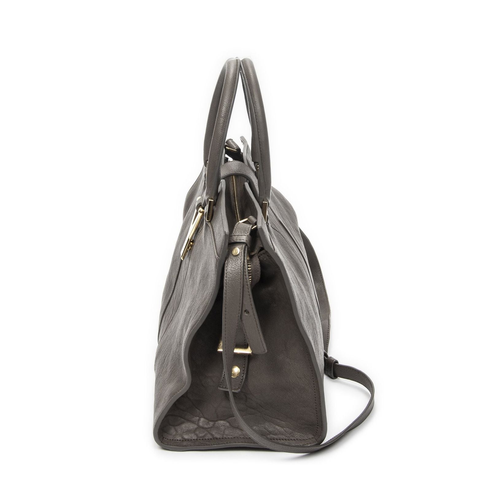 Saint Laurent Mini Cabas Chyc Gray Calfskin Leather Tote — view 3