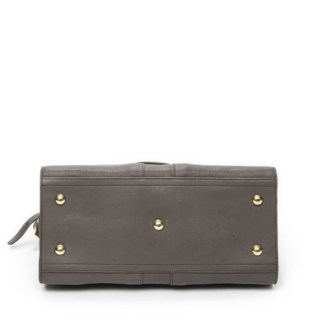 Saint Laurent Mini Cabas Chyc Gray Calfskin Leather Tote — view 6