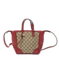 Gucci Small Bree Tote Red Beige GG Canvas