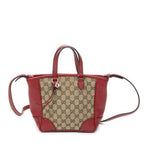 Gucci Small Bree Tote Red Beige GG Canvas