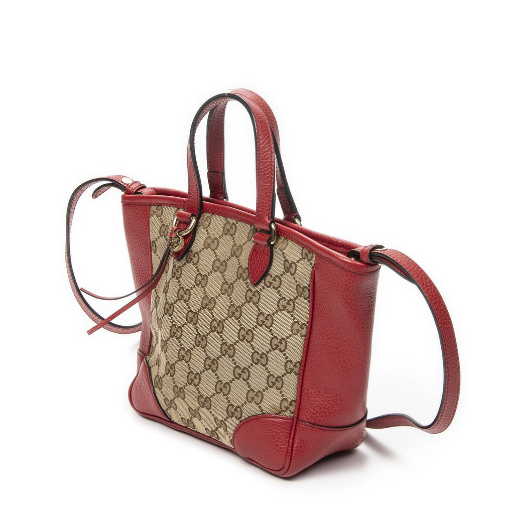 Gucci Small Bree Tote Red Beige GG Canvas — view 2