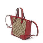 Gucci Small Bree Tote Red Beige GG Canvas — view 2