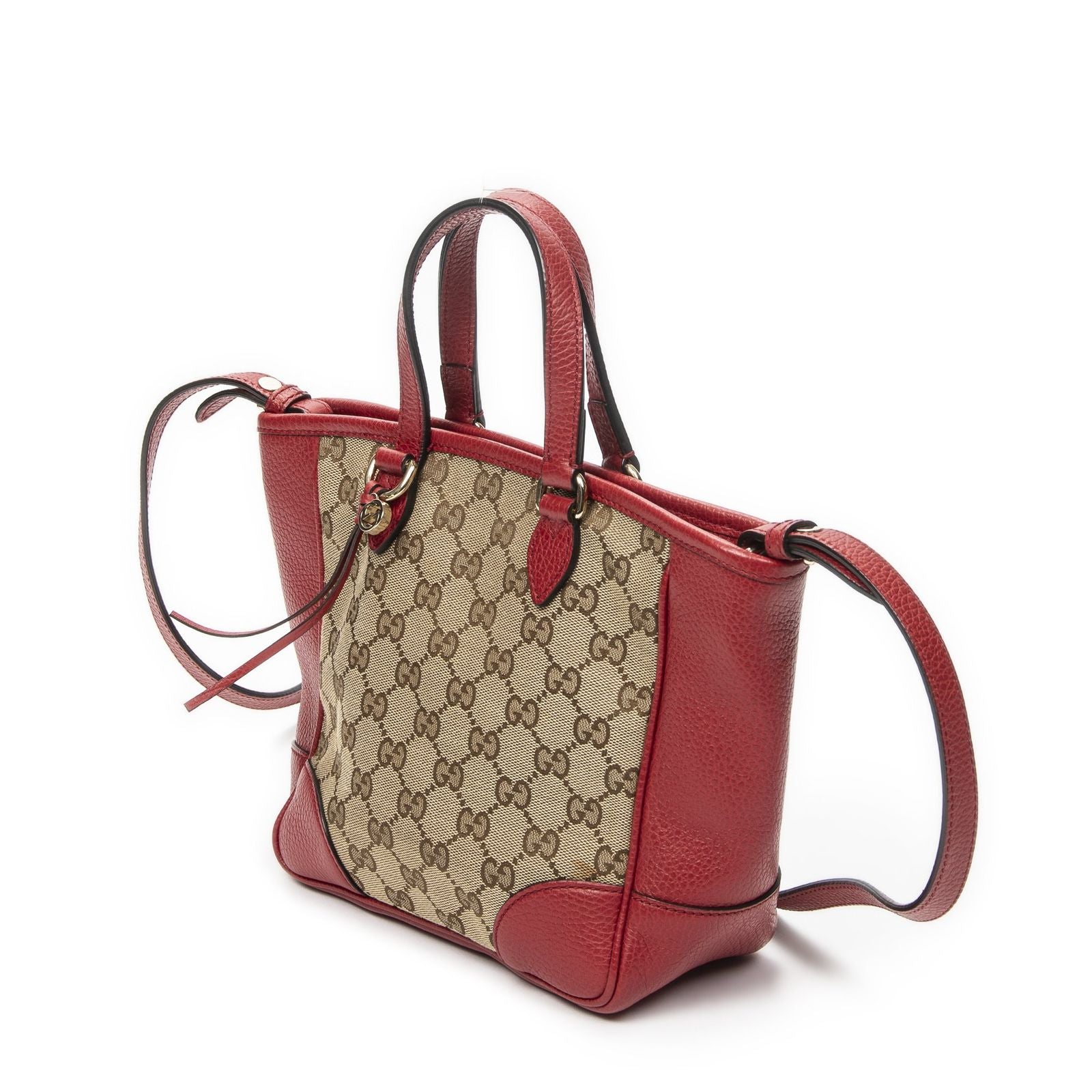 Gucci Small Bree Tote Red Beige GG Canvas — view 2