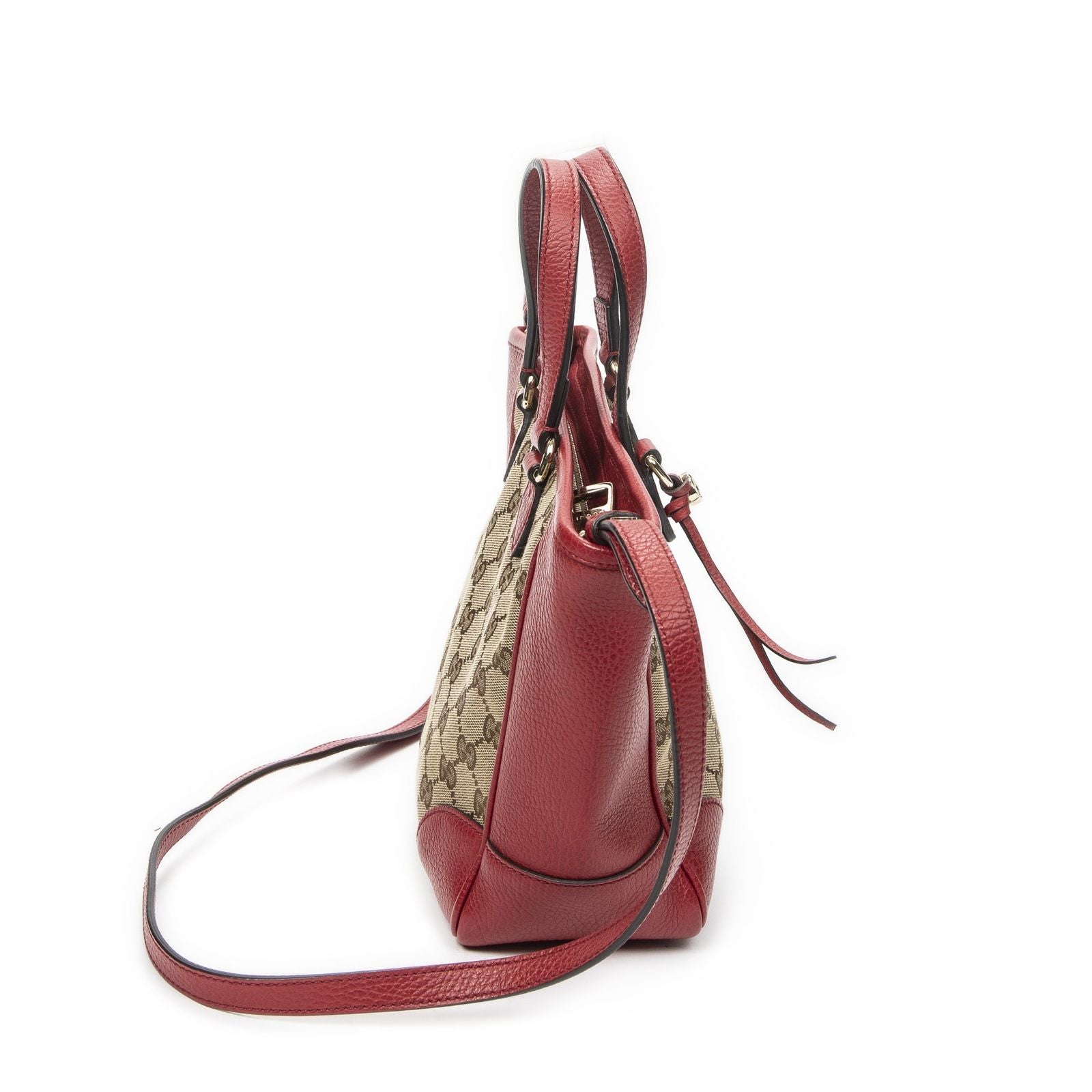 Gucci Small Bree Tote Red Beige GG Canvas — view 4