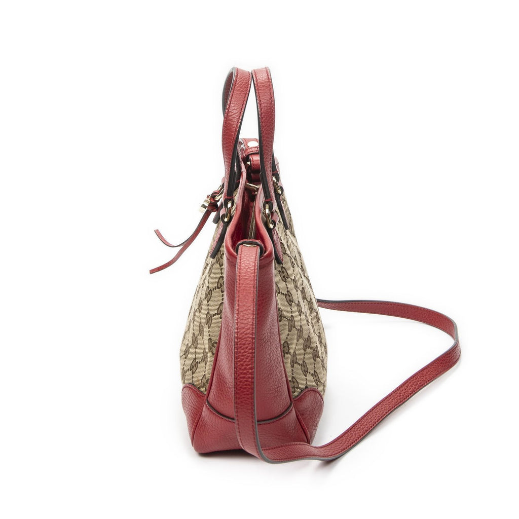 Gucci Small Bree Tote Red Beige GG Canvas — view 3