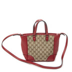 Gucci Small Bree Tote Red Beige GG Canvas — view 5