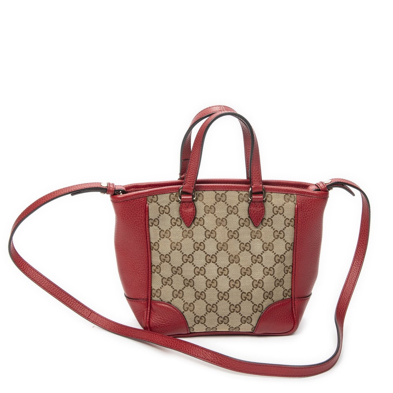 Gucci Small Bree Tote Red Beige GG Canvas — view 5