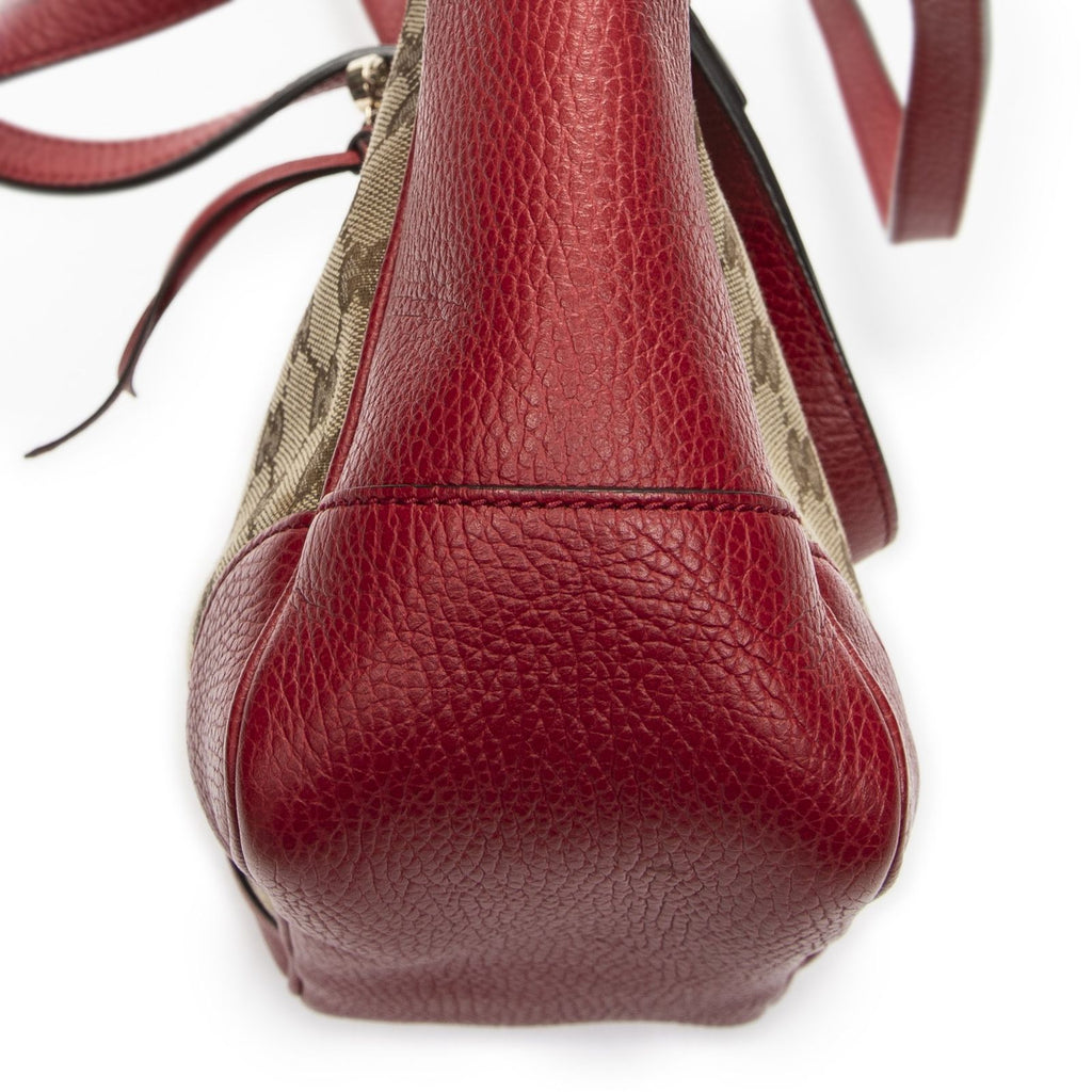 Gucci Small Bree Tote Red Beige GG Canvas — view 8