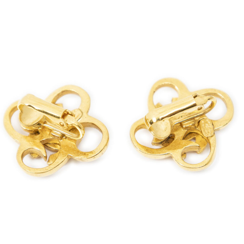Chanel CC Logo Heart Clip Type Earrings Gold Plated — view 2