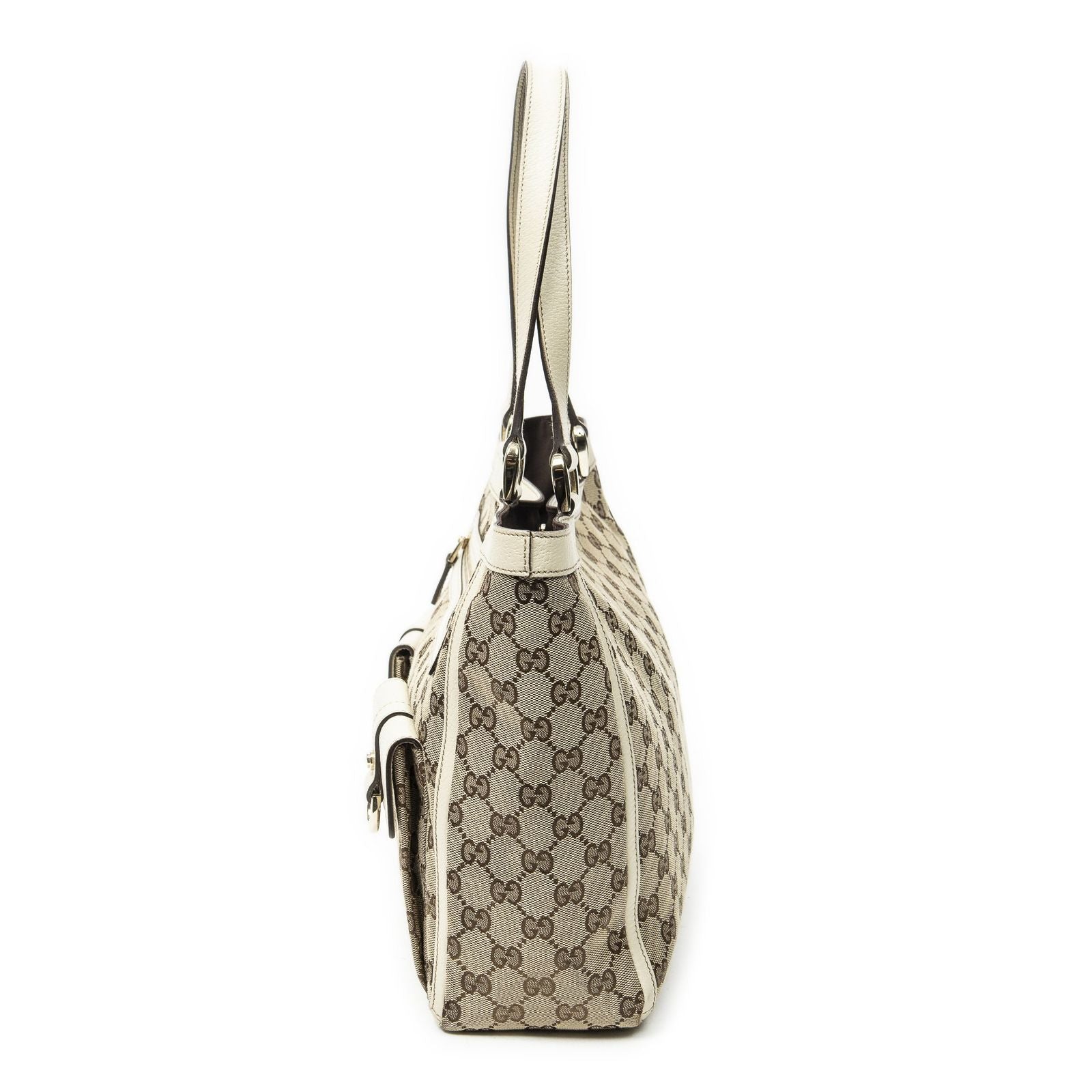 Gucci Abbey Pochette Ivory Beige GG Canvas Shoulder — view 3